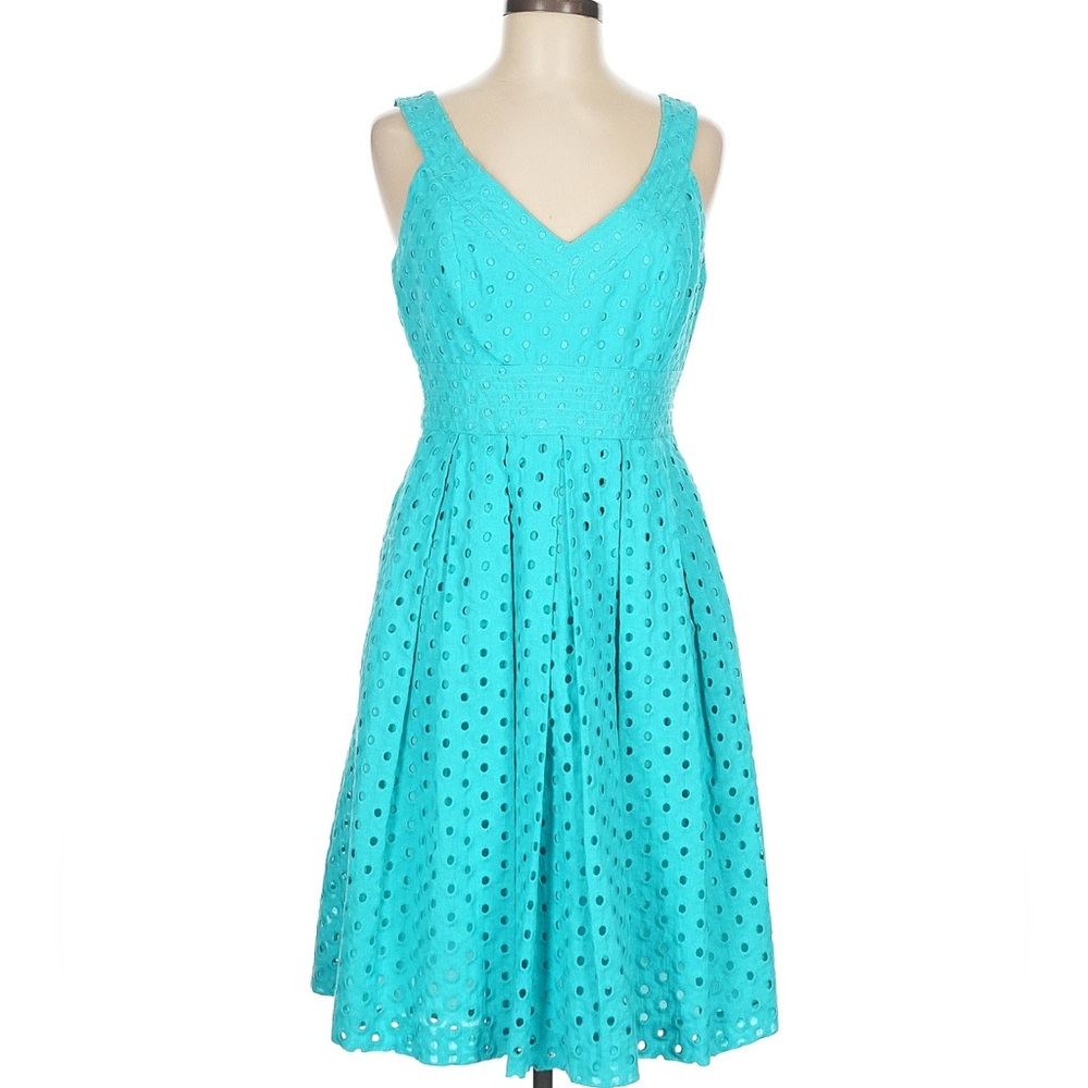 Muse Turquoise Eyelet Fit and Flare Dress